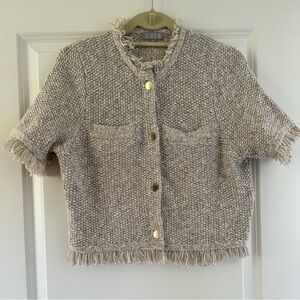 Short sleeve tweed blazer